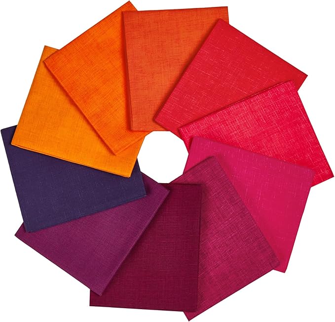 Craftido - 11 Options Solids with Tweed Tonals - Assorted Color Cotton Quilting Fabric Bundles 10pcs Fat Quarters 18"x21" - Medium Weight 5.2oz - for Quilting, Sewing and Crafts - Different Reds