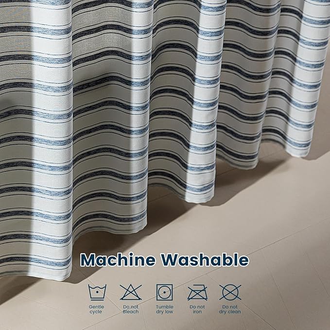 SLEEP ZONE Shower Curtain Liner, Waffle Shower Curtains for Bathroom, Heavy Duty Thick Fabric Shower Curtains - 285GSM Luxury Weighted Polyester Bath Curtain, 72" × 80" (Blue)