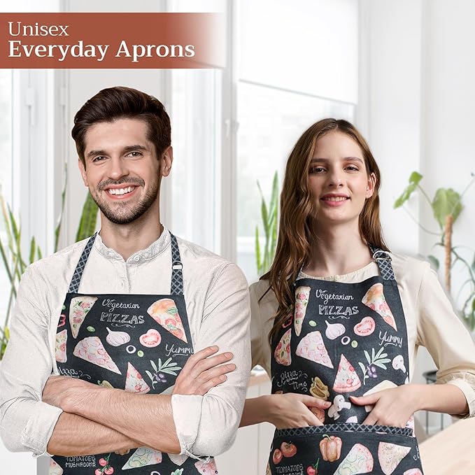 Maison d' Hermine 100% Cotton Apron for women with Pocket Kitchen Chef Apron for Men Cooking Gardening Server Waitress