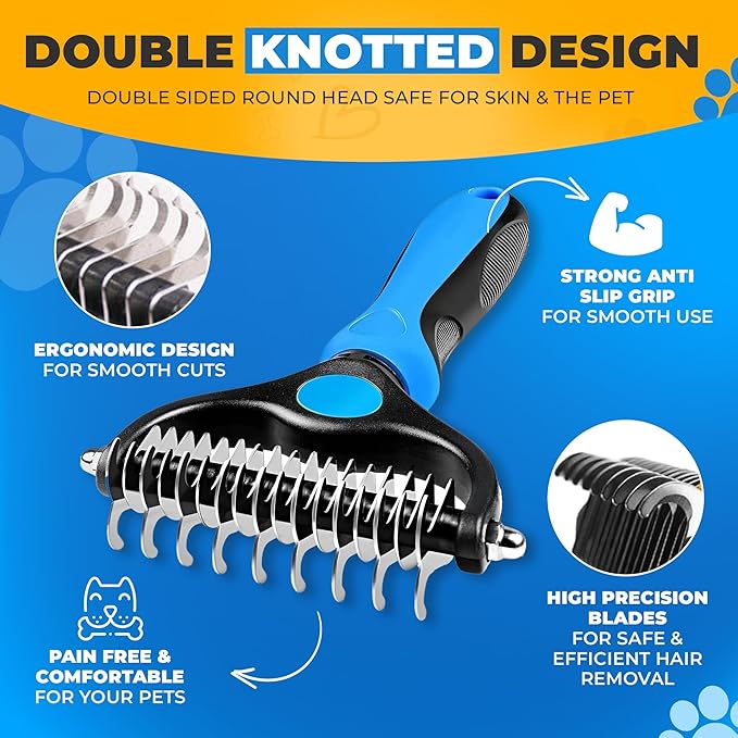 Petandzy Pet Hair Removal Glove + Hair Brush Set – Dog Grooming Gloves for Shedding, Cat Grooming Brush, Cat Hair Brush – Pet Hair Remover Glove for Dogs & Cats, Dog Shedding Tool for All Coats