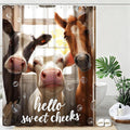 mutakin Cute Animals Shower Curtain Funny Farm Cow Horse Shower Curtains for Bathroom Waterproof Fabric Bath Curtain Decor with Hooks