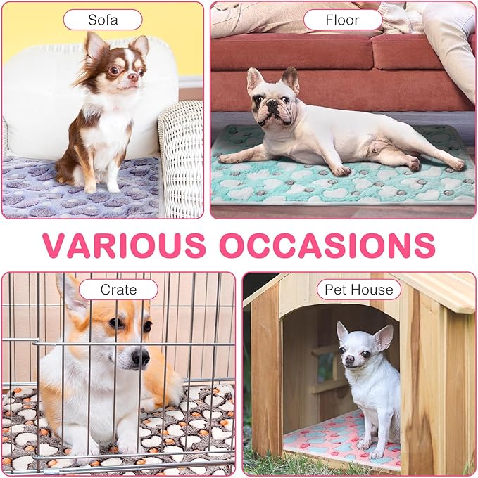 Clysee 4 Pack Self Heating Cat Bed Cat Self Warming Pad with Removable Cover Extra Warm Thermal Pet Pad Washable Pet Crate Mat Anti Slip Kennel for Indoor Outdoor Pets(Heart,20 x 28 Inches)