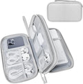 Lcsmaokin Electronics Organizer Travel Case,Electronic Accessories Storage Bag,Portable Waterproof Cable Organizer Bag,Travel Cord Organizer Bag for Small Charging Cord Storage,Cables,SD Card-Grey