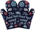 2 Pack Funny Weed Oven Mitts, The Food Has Weed in It, Heat Resistant Silicone Non-Slip Mitts, Kitchen Decor Gifts for Chef Baker, Christmas Birthday Gifts for Women Mom Wife Sister Friend