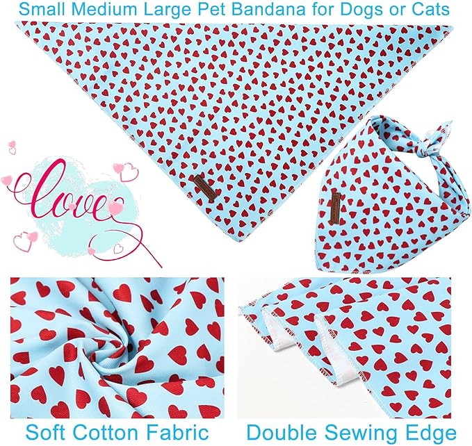 Valentine's Dog Bandana, UP URARA PUP Soft Cotton Adjustable Pet Scarf for Small, Medium, and Large Dogs, Cute and Comfortable Dog Accessory,S