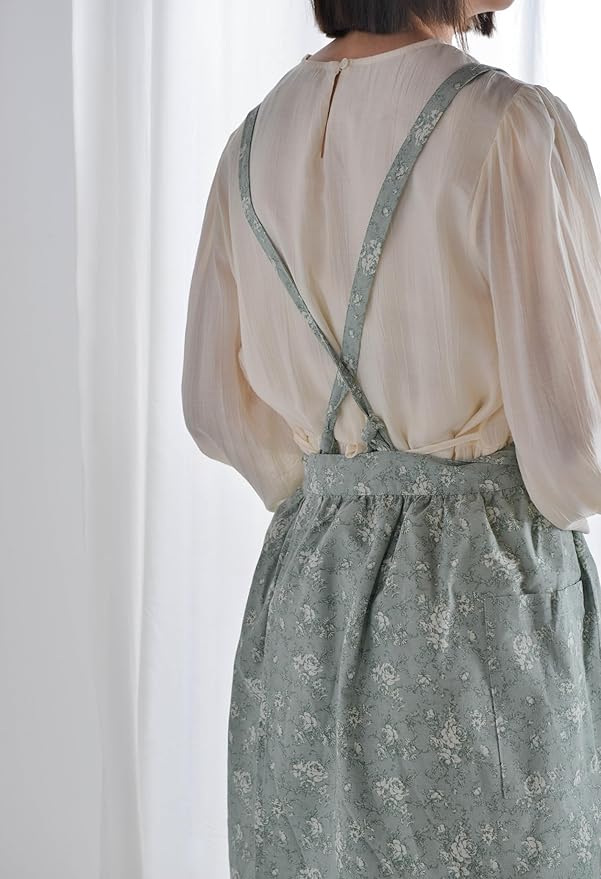 Japanese apron Women-Cross Back Apron for Women with Pockets, Pinafore Aprons, Womens Cotton Linen Apron