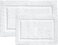 voyzz home Set of 2, Cotton Bathroom Bath Mat Rug White, 20"x32" & 17" x24 INCH Extra Soft, Non-Slip, Super Water Absorbent and Machine Washable for Bathroom, Floor, Tub & Shower