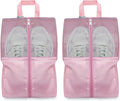 HANOZI Shoe Bags For Travel, Used As For Storage or Shoe Travel Bag, Featuring Waterproof Nylon Sneaker Bag. (Light Pink, 2 Pack, Medium)