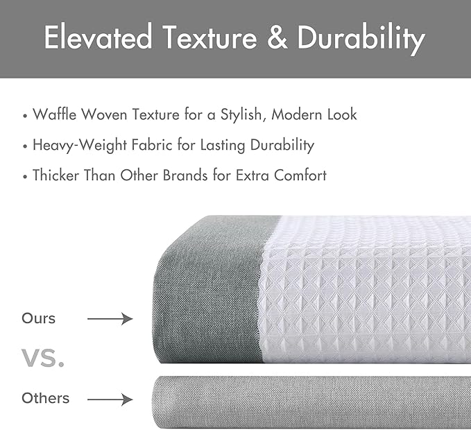 Madison Park Shower Curtain Spa Waffle Weave Wide Shower Curtain for Bathroom 3M Scotchgard Moisture Management, Spa Quality Modern Shower Curtains for Bathroom, Extra Width: 108"x72" Charcoal