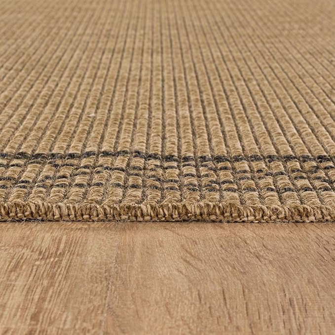 Easy Jute Rugs 2x7 Frame Natural Color Living Room Indoor Outdoor Runner Rug for Patio and Kitchen Rug High Traffic Washable Easy to Clean Solid Boho Woven Design Carpet (2 x 7)