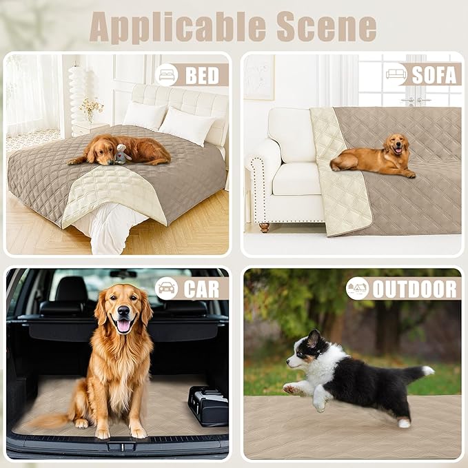 Smiry Waterproof Dog Bed Cover Blanket 30x70, Soft Reversible Pet Blanket, Washable Leakproof Cats Dogs Couch Cover for Sofa, Couch, Furniture, Lattice, Taupe/Beige