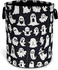 Cute Ghost Laundry Basket Funny Spooky Foldable Waterproof Oxford Cloth Tote Bag Laundry Hamper Round Large Clothes Storage Bucket Toy Organizer For Bathroom/Laundry Storage/Bedroom 18.9x16.5 Inch