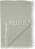 Crane Baby Green Muslin Baby Blanket, 6-Layer Cotton Baby Swaddle, Soft Cotton Lightweight Nursery and Stroller Blanket for Baby Boys & Girls, Fern Green, 30" x 40"
