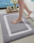 Color&Geometry Bathroom Rugs, Water Absorbent and Quick Dry Microfiber Bath Rugs-20"x32", Non-Slip, Machine Washable, Extra Soft Plush Bath Mats for Bathroom, Laundry Room, Light Grey White