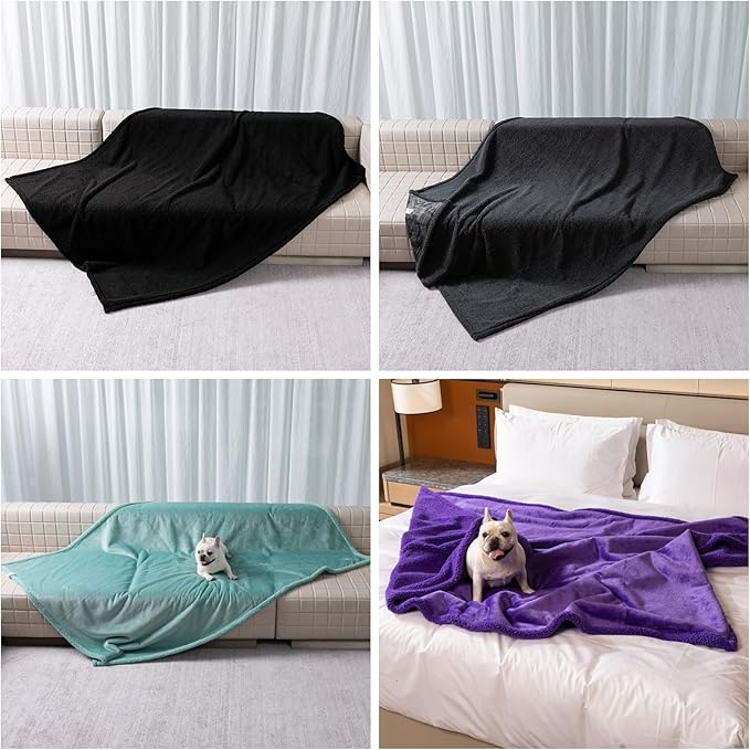 Green Dog Blanket for Pet Bed Cover Reversible Waterproof Puppy Fleece Blankets Leakproof Sofa Couch Cover Doggie Cat Pet Blanket for Warm Fluffy Washable Mat-Green,XL