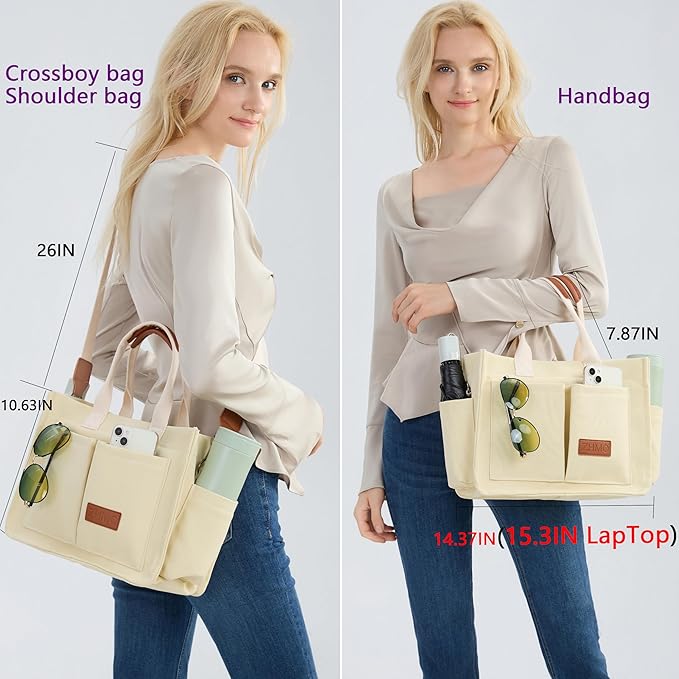 ZHMO Canvas Tote Bag for Women,Women's Bags Crossbody Bags Work Laptop Tote Bag Large Handbags Purse for Travel Nurse Teacher