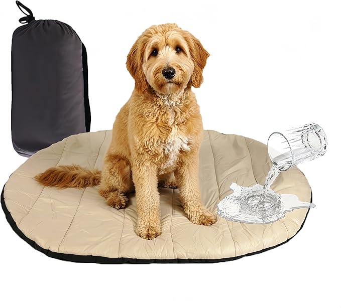 Outdoor Dog Bed, Camping Dog Bed,33.46“ x 27.26“, Washable & Foldable& Stain-Resistant, Waterproof Pets Mat, Indoor Outdoor Use, Easy Carry, Ideal for All Breeds, Reversible Portable Mat for Dogs