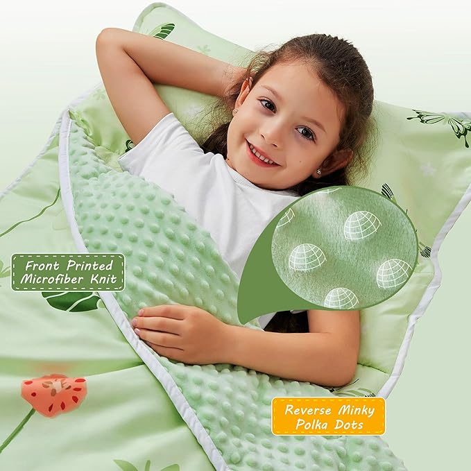 Lasoftan Toddler Nap Mat with Pillow and Blanket, Extra Large Rolled Napping Mats,Slumber Bags for Boys Girls,Kids Sleeping Bag for Daycare, Preschool Travel Camping