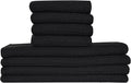 Candy Cottons Kitchen Dish Wash Cloths Waffle Terry Design DishCloths12x12 in Pk of 4 & Dish Towels 13x28 in Pk of 4|Cotton Dish Rags for Drying Dishes|Counter Top |Spring Easter Basket Decor|Black