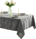 Newbridge Barcelona Damask Fabric Tablecloth, 52 x 70 Inch Rectangle, Grey – No Iron, Soil Resistant Table Cover for Dining, Parties and Holidays