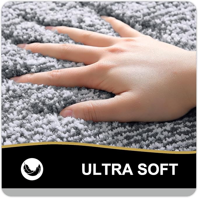 OLANLY Bathroom Rugs 36x24, Extra Soft and Absorbent Microfiber Bath Mat, Non-Slip, Machine Washable, Quick Dry Shaggy Bath Carpet, Suitable for Bathroom Floor, Tub, Shower (Large, Dark Grey)