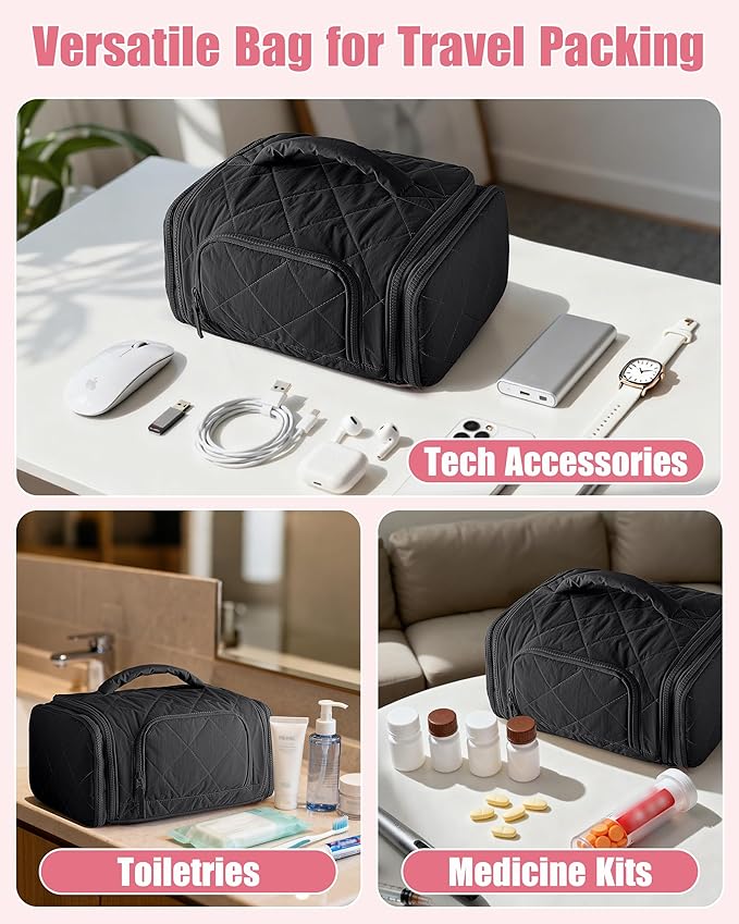 Marscamd Cable Organizer Bag, Travel Cord & Charger Organizer Pouch for Tech Accessories & Electronics, Home Storage, Black
