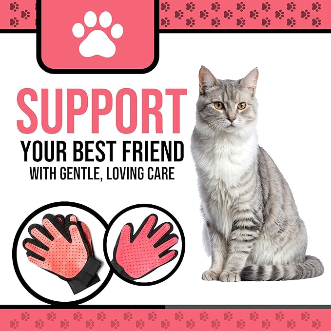 HappiTails Pet Grooming Gloves – 1 Pair – Deshedding & Bath Massage Mitts for Dogs & Cats – Choose from 5 Colors – Adjustable, Reusable & Easy to Clean (Pink)