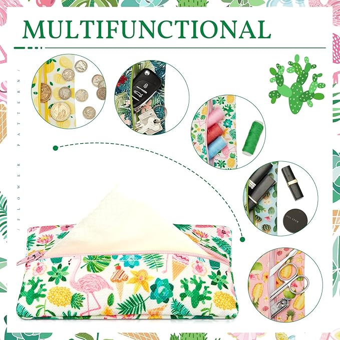 Sherr 5 Pieces Tissues Purse Pocket Tissue Holder Reusable Travel Tissue Pouch Fabric Zipper Enclosed Small Size Flower Pattern Tissue Holder for Purse Coins for Summer, 5.25 x 3 Inch