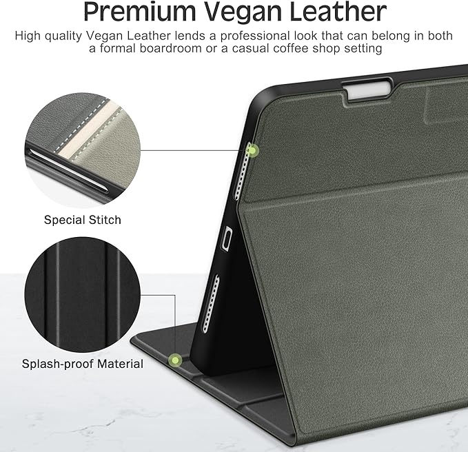 KingBlanc Case for iPad Pro 11-inch Case 4th/3rd/2nd Generation (2022/2021/2020) with Pencil Holder, Vegan Leather Bicolor Cover, Auto Sleep Wake, Apple Pencil 2. Charging, Multi-Angle Viewing, Gray