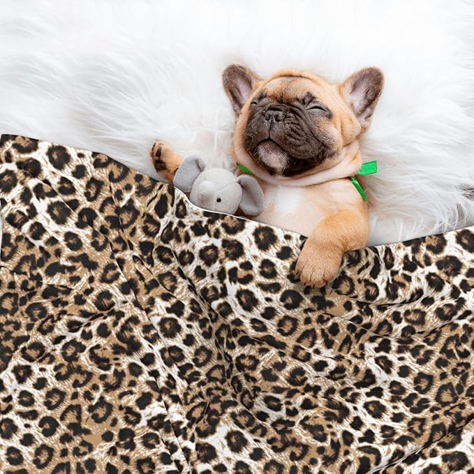 ENSFTF Pet Blanket,Warming Ultra Soft Warming Mat for Indoor Pet Beds & Furniture Reversible Blanket Machine Washable 27.6 * 19.7Inch,Leopard Print