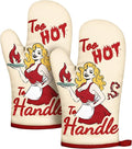 Slohif Funny Oven Mitt Heat Resistant for Women - 2 Pack Red Cooking Woman Cute Novelty Cool Kitchen Oven Mittens with 100% Cotton for Baking and Cooking Accessories