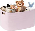 SunNewt 86L Large Baby Girls Laundry Basket for Nursery Storage,Cute Woven cotton Rope Baskets for Kids Toy，Gifts, Boho Square Wicker Blanket hamper for Living Room,Bedroom Dirty Clothes,Pink