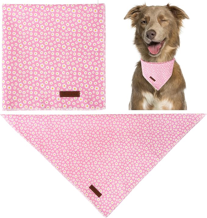 UP URARA PUP Summer Dog Bandana, Hawaii Bandana for Small Medium Dog, Cute Pink Puppy Bandana, Cotton Adorable Pet Triangle Bid Scarf Kerchief for Girl Boy Dogs or Cats