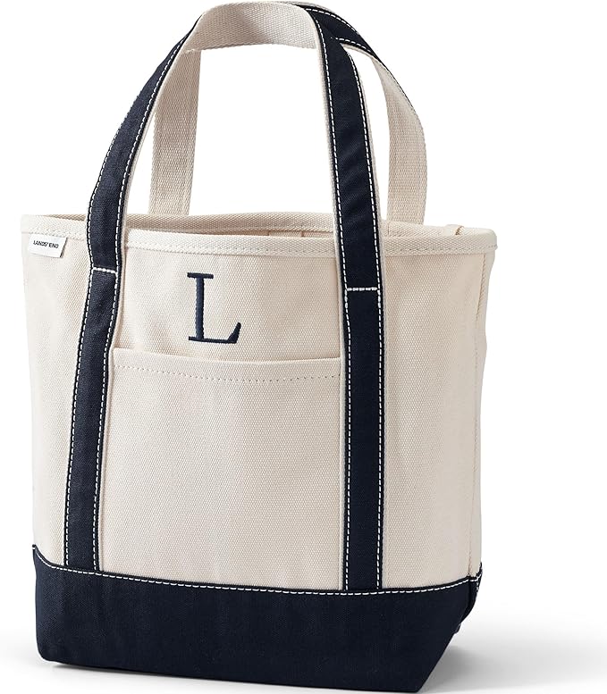 Lands' End Pre-Monogrammed Letter Canvas Tote Bag