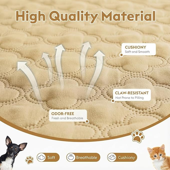 FunFurry Waterproof Dog Blanket, Couch Cover for Dogs Washable, Reversible Dog Bed Cover, Couch Furniture Protector. (Dark＆Light Beige, 30 X 53 Inch - 1 Pack)