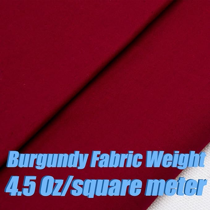 2 Yard Burgundy Cotton Fabric, Natural Cotton Poplin Fabric by The Yard, 59 Inches Wide 100% Cotton Fabric, Soft Embroidery Muslin Quilting Material for Sewing Material Apparel Cloth