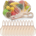 xozeooeu 12 Pcs Reusable Cotton Mesh Produce Bags, Beige Washable Grocery Net Bags Tote Organizer with Handles for Fruits, Vegetables, and Shopping