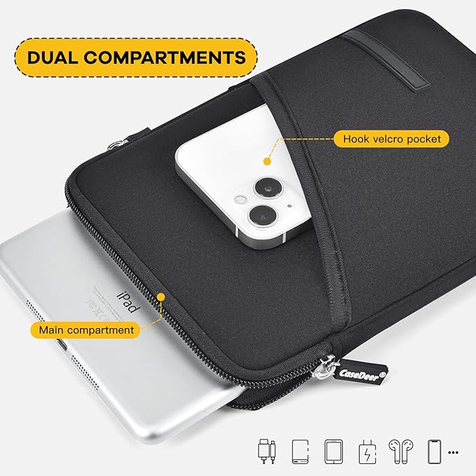 Neoprene Tablet Sleeve for 6-6.8" Amazon Kindle Paperwhite, Fire HD 7", 6" Kobo Clara 2E eReader Pouch Case Bag for 6" Kindle/Kindle Oasis/E-Reader, Black