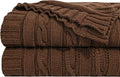 NTBAY 100% Pure Cotton Cable Knit Throw Blanket, Super Soft Warm 51x67 Knitted Throw Blanket for Couch, Sofa, Chair, Bed - Extra Cozy, Machine Washable, Comfortable Home Decor, Brown