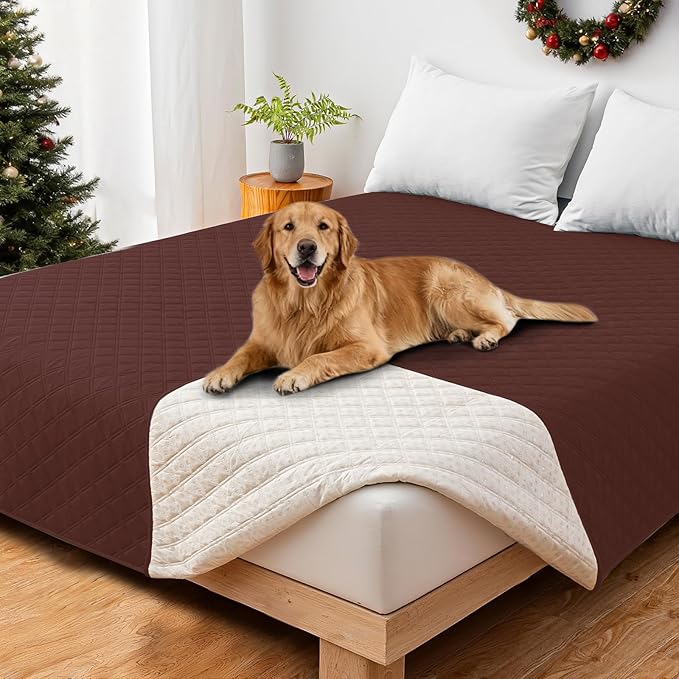CYCMACO Waterproof Dog Bed Cover, Non-Slip Dog Blanket for Couch, Couch Covers for Dogs Washable, Pet Blanket for Furniture, Pet Bed Mat for Sofa, Car, Pet Supplies (82x102 Inch, Coffee)