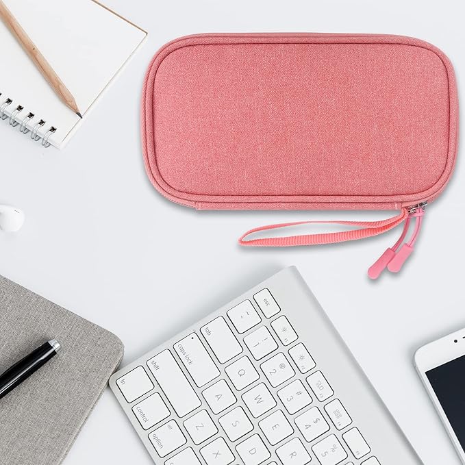 Lacdo USB Flash Drive Case Thumb Drive Holder Case Organizer Portable Electronic Accessories Storage Bag for SanDisk/SamData/Samsung USB Flash Drives Jump Drive Memory Stick, SD Card, Cable, Pink