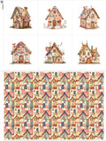 Patchwork Fairy Cottage Cotton Fabric Panel – 6 Designs (10×10 inch Each) + Bonus Sheet 29.5×19.6 inch, 100% Cotton 140 GSM, Made in Türkiye