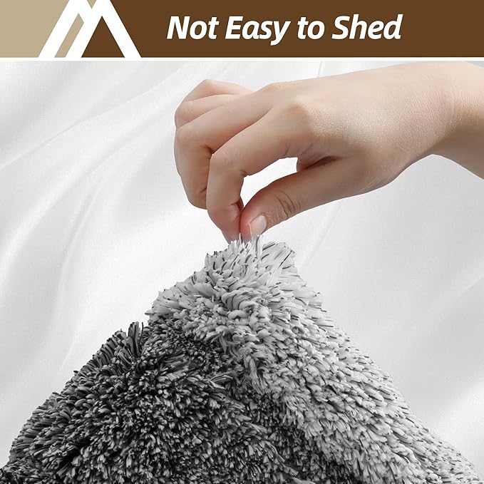 COSY HOMEER Bathroom Rugs 30"x20", Ultra Soft Absorbent Bath Mat with Non-Slip TPR Backing, Machine Washable Shaggy Rug for Bathroom Floor, Dark Gray