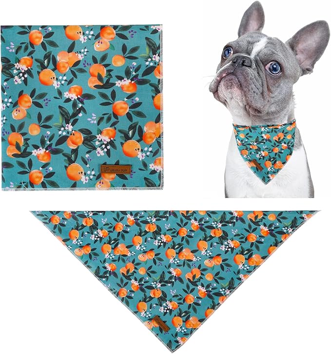UP URARA PUP Summer Dog Bandana, Comfortable Cotton Triangle Bid Scarf for Puppy Small Dog, Washable Pet Kerchief for Girl Boy Dogs or Cats, Peach Dogs Bandanas, Cute Classic Puppy Bid Scarf, Green