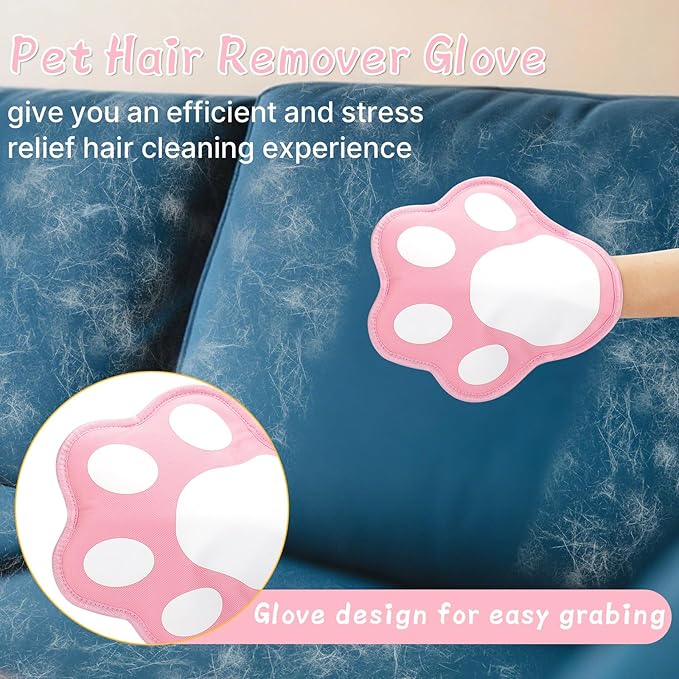Mity rain 1PCS Pet Hair Removal Glove, Reusable Magical Brush Pet Hair for Cats & Dogs, Electrostatic Pet Hair Remover for Laundry, Carpet, Furniture, Car, Bedding, Easy Cleaning & Grooming Tool Pink