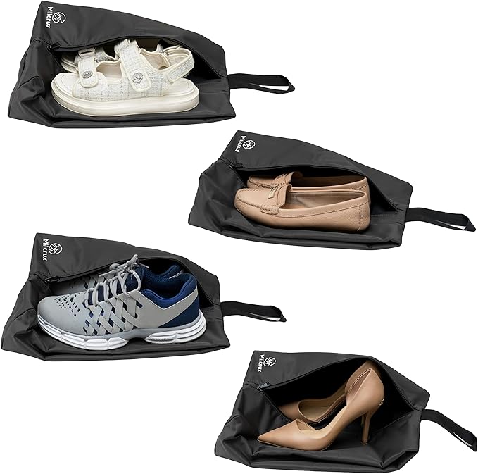 Miicrux Travel Shoe Bag, Odor Absorbing Bag, Water Resistant, Shoe Storage, Organizer Shoe Pouch with Zipper for Men and Women