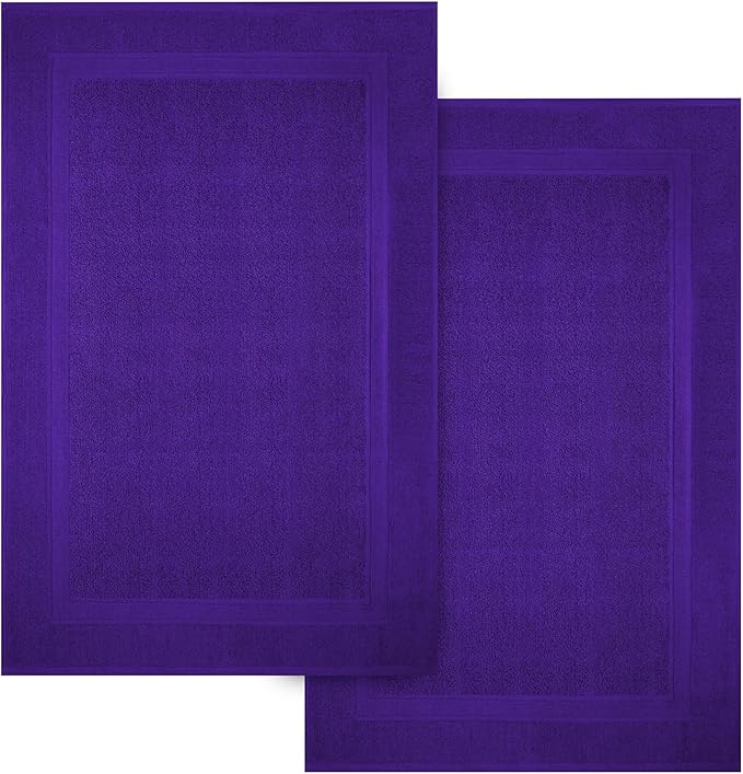 Infinitee Xclusives Premium Cotton Bath Mats for Bathroom – Pack of 2 | 34x22 Inches | Ultra Soft, Super Absorbent, Non-Slip, Machine Washable Mats (Profound Purple) [Not a Rug]