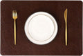 Faux Leather Placemats, Set of 8 PU Table Mats, Easy to Clean, Heat & Stain Resistant for Office Conference Table,Dinging Home Decor F Dark Brown