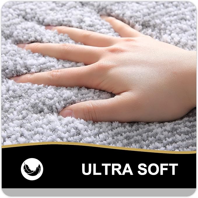 OLANLY Bathroom Rugs 36x24, Extra Soft and Absorbent Microfiber Bath Mat, Non-Slip, Machine Washable, Quick Dry Shaggy Bath Carpet, Suitable for Bathroom Floor, Tub, Shower (Large, Grey)