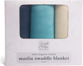Sweet Acorn Muslin Swaddle Blanket – Soft Cotton Muslin Baby Blanket for Newborns, Infants, and Toddlers, All-Season Comfort Baby Essential - Blue, Teal, White